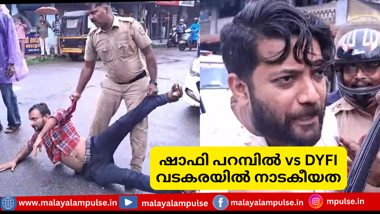 ‘നായെ, പട്ടീ എന്ന് വിളിച്ചാൽ കേട്ടിട്ട് പോകില്ല’; വടകരയിൽ ഷാഫി പറമ്പിലിനെ തടഞ്ഞ് DYFI, നാടകീയ രംഗങ്ങൾ